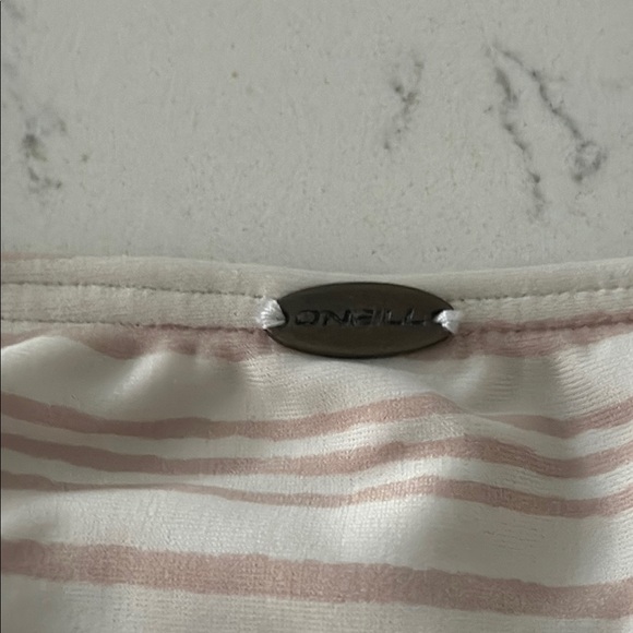 O’Neill white beige tan 2pc Striped Bikini Set top bottom S M swimsuit swimwear - Picture 6 of 8